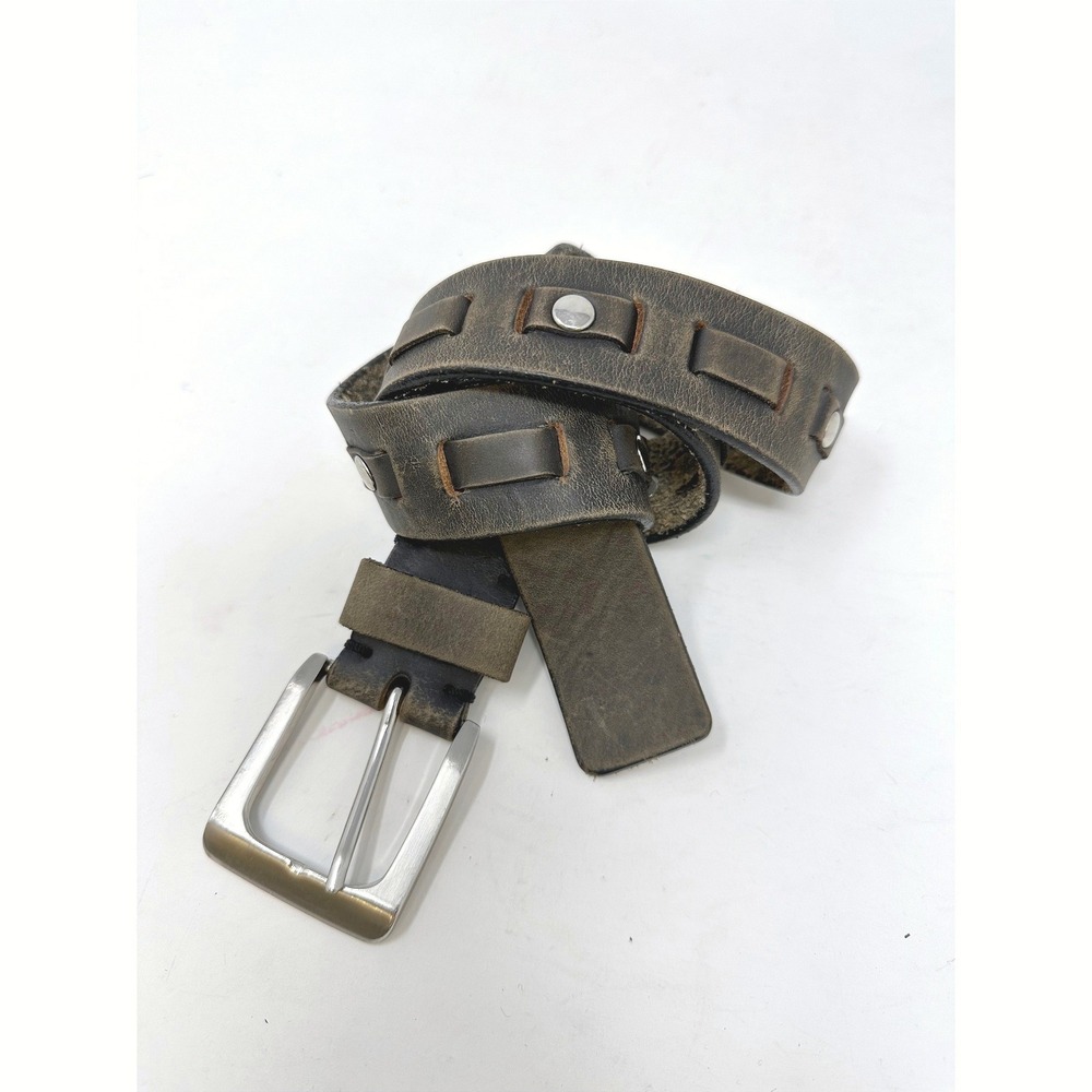Sonoma‎ 1.25" Woven Studded Aged Look Leather Belt Brown 32/S